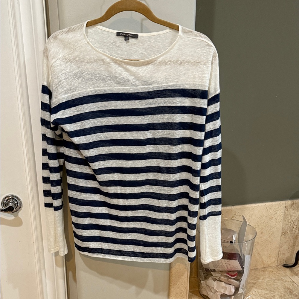 Michael Stars Navy and White Striped Sweater